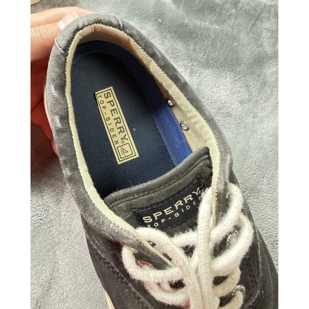 Sperry Top-Sider Shoes Mens Size 8.5 Gray Canvas‎ Lace Up Sneakers Boat Casual